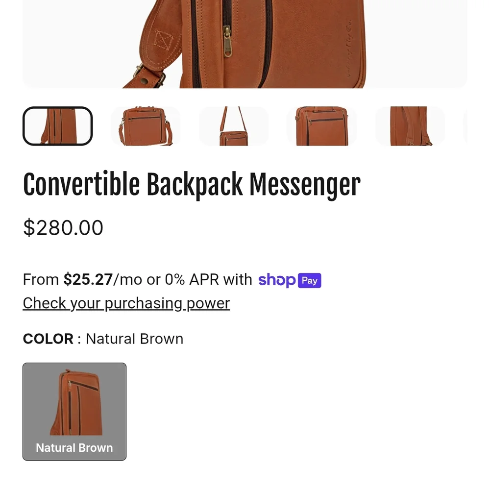 Johnny fly leather Convertible Backpack Messenger brown